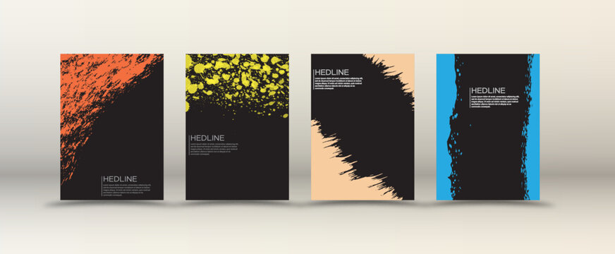 set of templates for banners, posters or covers with ink blots. Creative style for creative design