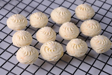 Kue Sagu Keju, is one of the pastries that are usually served during Eid and Christmas holidays. made of sago, cheese, eggs, sugar. Idul Fitri and Natal in Indonesia. Indonesian food. 