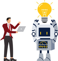 Businessman artificially intelligent robot, Analyzing, Artificial Intelligence
