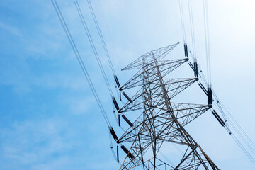 High voltage power lines tower