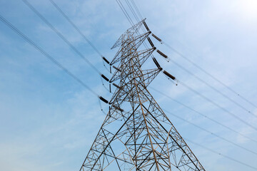 High voltage power lines tower