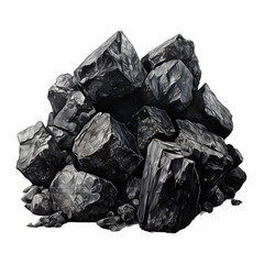 wood charcoal isolated on transparent background, pile of wood charcoal, generative ai