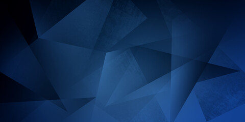 Fototapeta premium Abstract blue background design with triangle blocks in geometric pattern, contemporary modern art style background design