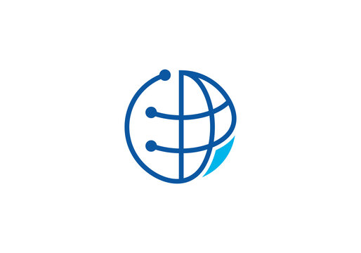 tech global logo, globe data technology icon design template