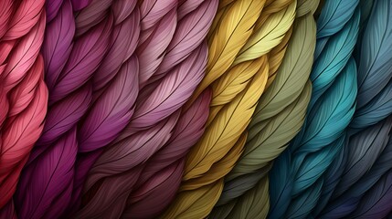 Lustrous Gradient Feathers in Vivid Hues Creating a Textural Visual Symphony