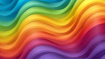 Obraz premium Vibrant Spectrum of Wavy Lines in Rainbow Colors Flowing Across a Bright Abstract Background