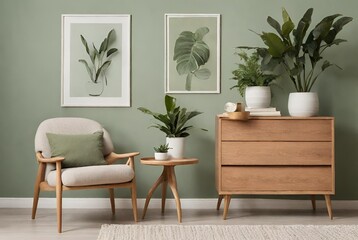 modern living room with furniture - obrazy, fototapety, plakaty