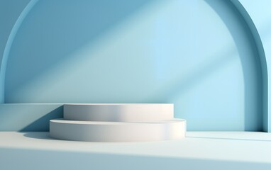 Minimalist Blue Podium with Shadow Background for Product Display or Mockup