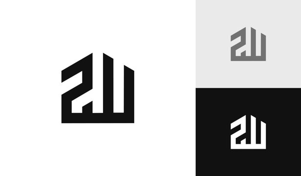 Letter 2W initial with house shape logo design
