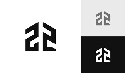 Letter 22 initial with house shape logo design - obrazy, fototapety, plakaty