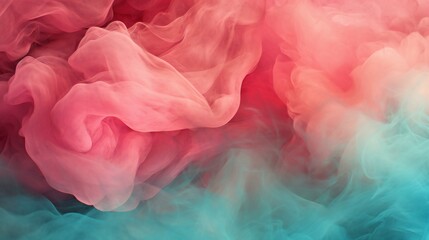 Ethereal Dance of Aqua and Crimson Hues in a Fluid Abstract Artwork