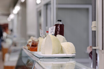 Fototapeta na wymiar A Delightful Assortment of Cheeses from Obor Fisher Market
