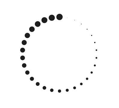 Dotted gradient circle. Load icon. Throbber symbol. Halftone effect circular dotted frame. Progress round loader. Web download time symbol. Vector illustration isolated on the white background.
