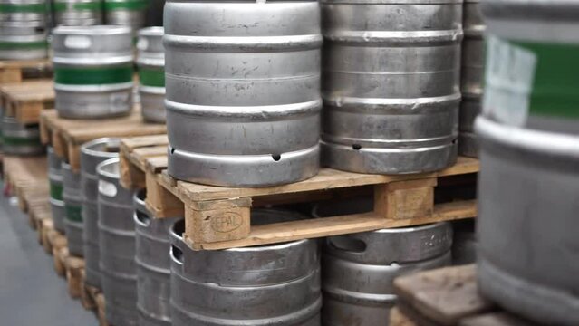 beer in an iron barrel. High quality FullHD footage