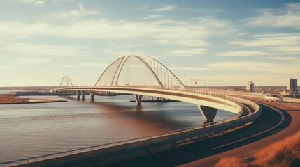 Fototapeta na wymiar A_bridge_curved_steel_river_elegant