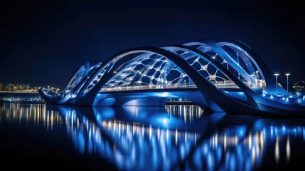 Fototapete Helix-Brücke A_bridge_curved_steel_river_elegant
