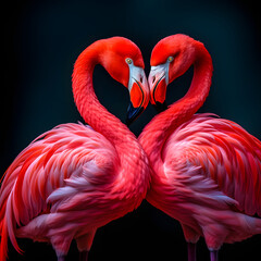 Brightly colored flamingos, Generative AI