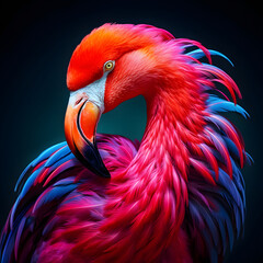 Brightly colored flamingos, Generative AI