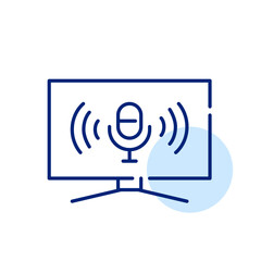 HD TV with smart voice assistant. Pixel perfect, editable stroke icon