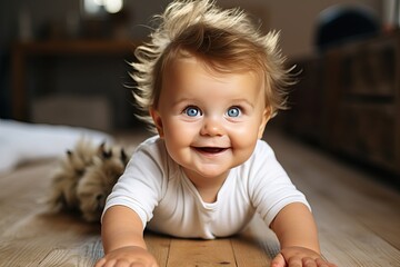 kid old month 3 lifestyle family portrait child adorable home crawling infant baby Smiling children childhood people learning daughter girl fun authentic boy care caucasian childbirth comfortable