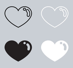 Set of Heart icon. Love icon sign symbol in trendy flat style. Heart vector icon illustration isolated on gray background