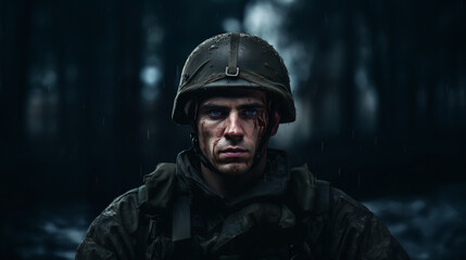 Obraz premium portrait of a military man with a serious face