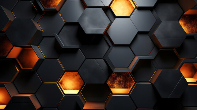 Fototapeta Hexagon patterns, geometric and mesmerizing. Modern, stylish and design-inspired textures for decor, graphics and creative expressions. On a sleek canvas with a touch of contemporary elegance.