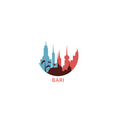 Bari cityscape skyline city panorama vector flat modern logo icon. Italy, Apulia region emblem idea with landmarks and building silhouettes