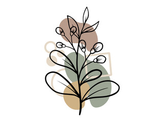 Botanical Line Art Abstract Leaves Illustration
