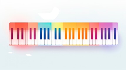 Minimalist UI illustration of a musical keyboard with notes emanating in a flat illustration.