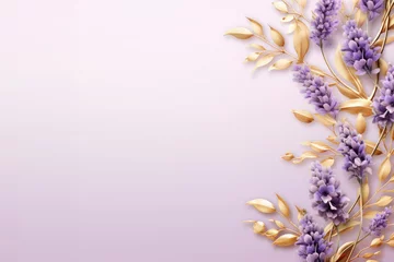 Möbelaufkleber Lilac branches on elegant pastel background. Wedding invitations, greeting cards, wallpaper, background, printing, poster, social ads, banner © An Amanita