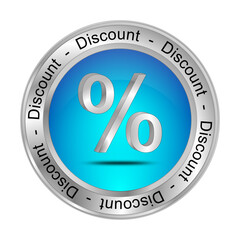 Discount button with percent symbol - 3D illustration - 692887531