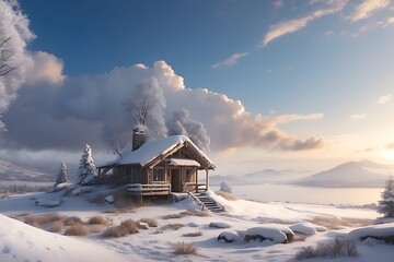 house in the snow