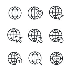 Web icon set. Web click, search, location, go web icon set collection, vector illustration