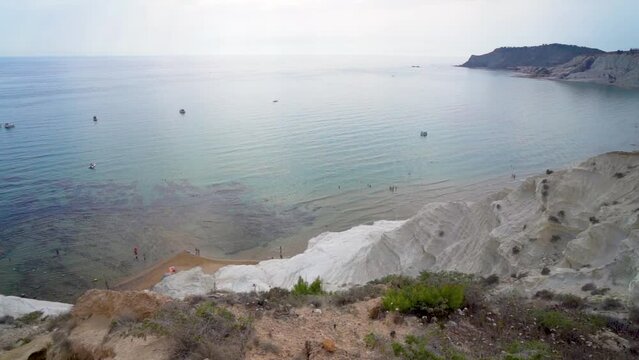 Top view of Scala dei Turchi cliff near Agrigento in Sicily, Italy. High quality FullHD footage.
