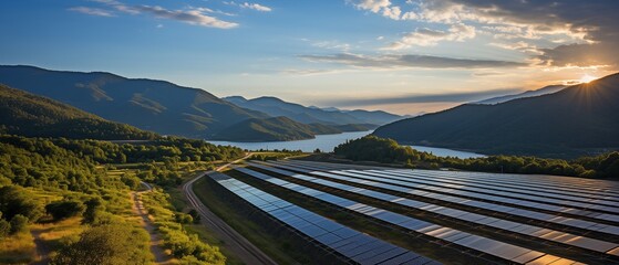 An abundance of solar panels and lovely clouds.