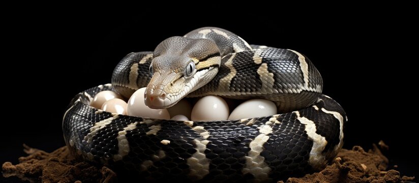 Diamond Python, female, incubating eggs