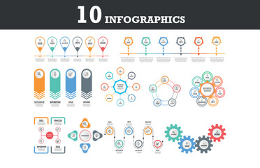 Fototapeta na wymiar The Biggest Infographics Bundle Ever - includes 10 presentation infographics template Sets.