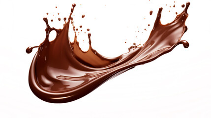 Chocolate splash isolated on white background. Splashing liquid chocolate. 