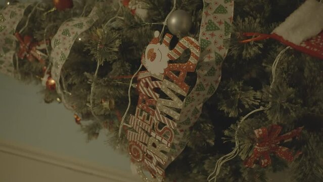 High quality low light no noise Slog3 footage from Sony A7Siii of Christmas tree, lights for colour grading practice and short projects_011