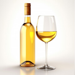 Photo-Realistic Photo of golden wine on a white background