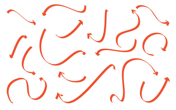 Vector curved sketch arrows collection hand drawn vector arrows pointing different directions