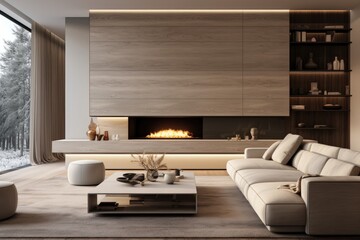 Minimalist interior design with a monochromatic color palette, contemporary home decor