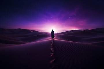 purple desert walk, AI generated - obrazy, fototapety, plakaty