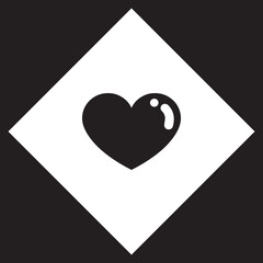 Heart icon vector. Love logo design. Heart vector icon illustration in rhombus isolated on black background