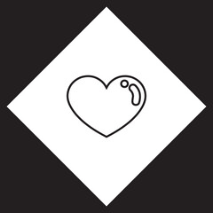 Heart icon vector. Love logo design. Heart vector icon illustration in rhombus isolated on black background