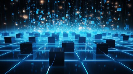 Obraz premium Global Connectivity: Futuristic Big Data Network Technology Illustration