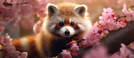 Obraz premium As he strolled through the park, he marveled at the beauty of nature in spring, admiring the vibrant blossoms and lush foliage, while his eyes were captivated by a cute Asian face, framed with