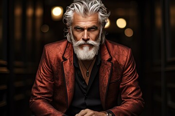 Anzug schwarzen im Hipster Senior man cool casual suit fashionable hair silver pray best background businessman successful model an person hand face portrait fashion active good-looking attractive