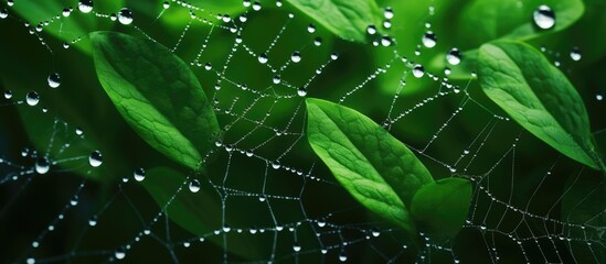 Dew enhances the morning spider web.